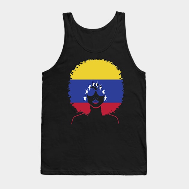 Venezuela Venezuelan Girl Melanin Black Afro Natural Hair Melanin Queen Flag Tank Top by familycuteycom